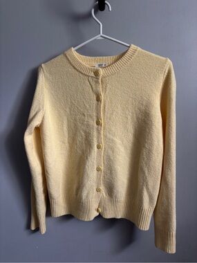 Butter Yellow Crewneck Button-Up Cardigan